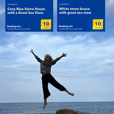 Cozy Blue Stone House With A Great Sea View. ツァガラダ